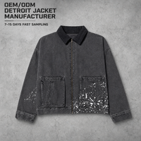Benta Shangpin – Blousons de travail vintage personnalisables avec votre logo pour hommes, style délavé, fermeture éclair, effet éclaboussures d'encre, veste de travail rétro Detroit pour camionneur