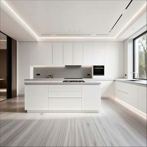 High Quality Wood Kitchen <b>Cabinets</b> Contemporary PVC Modular Storage Cupboards Custom Luxury Sets ISO Certified 2-Year Warranty - Product Image 1