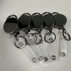 M-011 OEM 40mm Round Metal Heavy Duty Badge Reel Clip Keychain Retractable Multi-Tool Badge Holder