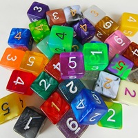 Dés à jouer de jeu de société en acrylique transparent multicolore gravé, écologique, 16 mm, 7 pièces/sac, coins carrés, Dungeons & Dragons D6