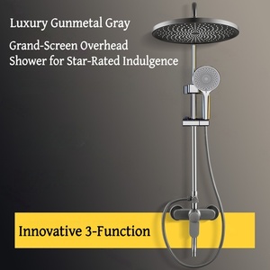 Luxuriöses, modernes Messing-Handbrause-Set mit Gleitstange, Jet- und Regendusche, wandmontiert, 3 Funktionen, Keramik, Hotelqualität, sanft - Product Image 3