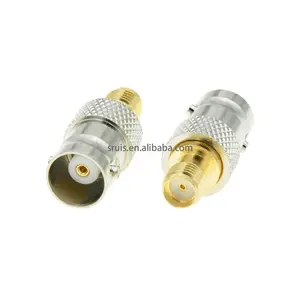 Manufacturer Of Full Brass SMA jack female to BNC jack female Nickel Plated Straight Coaxial Adaptor in stock