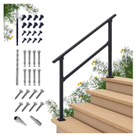 Main courantes en aluminium pour marches extérieures de maison et d'appartement, kit de main courante pour escalier à 3 marches et garde-corps d'escalier intérieur - résistant à la rouille, facile à installer soi-même
