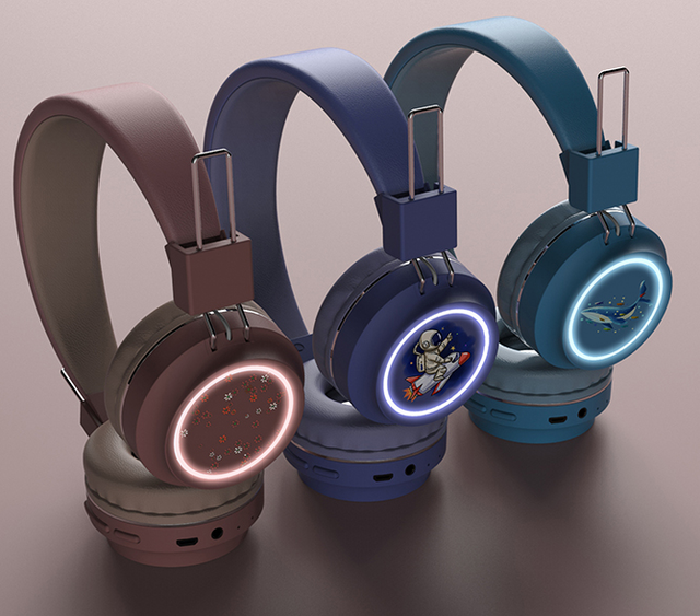 Wireless Over Ear Headset for Kids Boys 85/94dB Volume Limited 3 Breathing Lighting Modes LED Battery Indicator Built-in Mic
