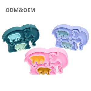 Tùy chỉnh phim hoạt hình 3D Elephant DIY đồ chơi unisex bé Silicone câu đố cho giáo dục sớm EN71 chứng nhận ghép hình câu đố cho chàng trai cô gái - Product Image 1