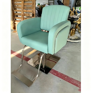 Silla de Peluquería de Cuero Verde <span class=keywords><strong>Menta</strong></span> de Alta Gama, Moderna, con Altura Ajustable Hidráulica y Reposapiés - Product Image 1