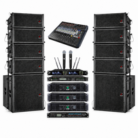 Système de sonorisation professionnel pour concert avec deux enceintes line array de 8 pouces, récepteur de microphone sans fil, mixeur et amplificateurs de puissance