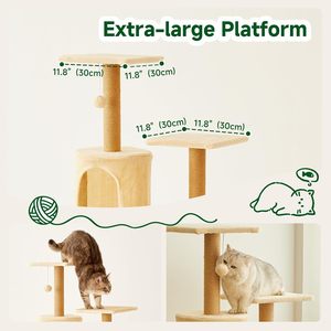 5-Tier Deluxe <b>Cat</b> Tree Tower with <b>Scratching</b> Tree <b>Posts</b> - E1 Particle Board, Plush Perches & Condo, Sisal Rope, Multi-Level - Product Image 4