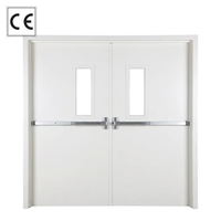 Porte coupe-feu double en acier sur mesure homologuée UL et CE avec barre anti-panique, porte de sortie d'urgence commerciale