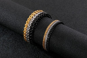 Bijoux <span class=keywords><strong>de</strong></span> Mode Religieux Élégants en Gros Collier et Bracelet Chaîne à Maillons Franco en Acier Inoxydable Plaqué Or 18K pour Homme - Product Image 5