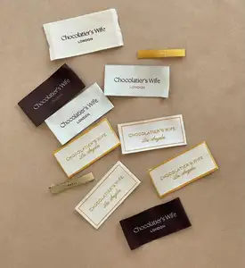 Mật Độ Cao Tùy Chỉnh Thương Hiệu Logo Và Kích Thước Kết Thúc Gấp Cổ Dệt Quần Áo Tùy Chỉnh Nhãn Vải - Product Image 1