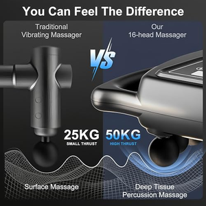 Pistolet de massage vibrant multi-têtes 16/24, masseur musculaire profond pour le cou et les épaules, pistolet de massage électrique portatif pour tissus profonds - Product Image 3