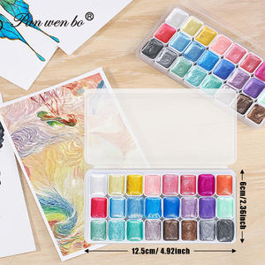Ensemble de peinture <span class=keywords><strong>aquarelle</strong></span> miniature Panwenbo, 24 couleurs, peinture <span class=keywords><strong>aquarelle</strong></span> métallisée, peinture <span class=keywords><strong>aquarelle</strong></span> scintillante perlée solide pour adultes, enfants, débutants, artistes - Product Image 5