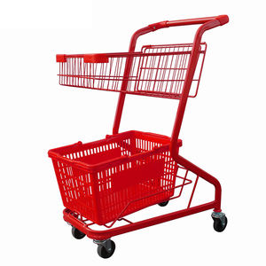 Hookei Retail Supermarkt Metalen Dubbele Manden Supermarkt Winkelwagen Winkelwagen Tegen Groothandelsprijzen - Product Image 5