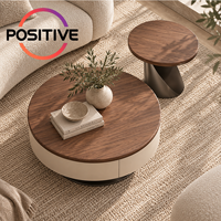 Ensemble de tables basses rondes avec rangement en acier carbone et acier inoxydable, style moderne du milieu du siècle, meubles de salon OEM ODM