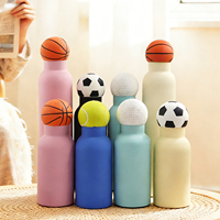 Bouteille d'eau isotherme créative en acier inoxydable avec couvercle en forme de ballon de football, gourde thermos portable anti-fuite pour les amateurs de sport