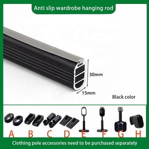 Asta ovale in lega di alluminio per armadio, <span class=keywords><strong>tubo</strong></span> <span class=keywords><strong>appendiabiti</strong></span> 30x15mm, nero opaco, grigio, oro spazzolato - Product Image 6
