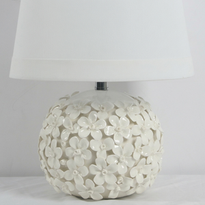 White 3D Flower Table Lamp <b>Plug</b> <b>in</b> Ceramic Table Lamp <b>Led</b> Table Lamp Home Decor Table Lamp with Fabric Shade - Product Image 6
