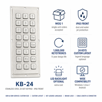 Clavier numérique industriel KB-24 personnalisé, étanche IP65, en acier inoxydable, 24 touches, montage sur panneau, USB/PS2 pour contrôle industriel