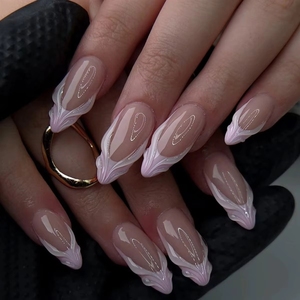 Vente en gros de <span class=keywords><strong>faux</strong></span> <span class=keywords><strong>ongles</strong></span> 3D à presser, de haute qualité, style French Manucure, en acrylique - Product Image 1