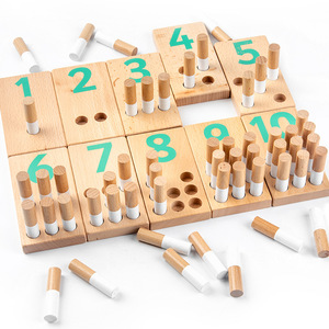 Montessori Digital Cognition Wood pegboard counting stick blocchi di costruzione in legno Piecing puzzle matching giocattoli cognitivi per bambini - Product Image 1