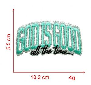 Nouveau patch thermocollant brodé 3D avec bordure argentée scintillante, couleur Morandi, motif 'God Is Good Let Them', pour la décoration de vêtements et de sacs - Product Image 5