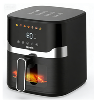 Nouvelle friteuse à air 2-en-1 Newle 1800W, numérique, en verre, électrique, 12 programmes prédéfinis, 230°C, cuve 4,5L + panier 3,8L, compatible lave-vaisselle, garantie 1 an