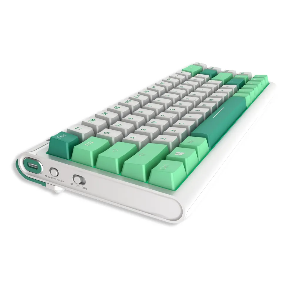 Mini mekanik klavye 60% masaüstü PBT gökkuşağı RGB aydınlatmalı sıcak swaap anahtarları kablolu + 2.4G kablosuz + BT üçlü mod