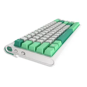 Mini teclado mecânico 60%, interruptor de desktop com fio + 2.4g, modo triplo, pbt, arco-íris, rgb