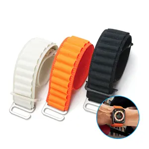 Pulseira de relógio de nylon poliéster elegante, luva de borracha disponível, branco, laranja, outras cores, tamanhos variam de 16 mm a 25 mm, aço inoxidável