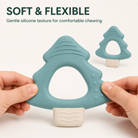 Anneau de dentition en silicone pour bébé, motif sapin de Noël, multi-textures, facile à nettoyer, cadeau de Noël, cadeau de Noël pour le chaussette de Noël, couleur personnalisable