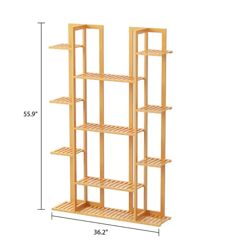 Supporto per piante in bambù a 7 livelli, supporto per piante alto da interno per angolo soggiorno, ripiano multiplo per vaso di fiori