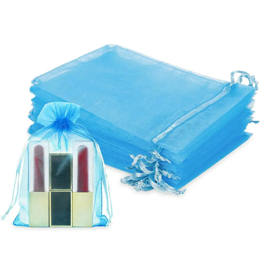 Wholesale Promotional Large Customized Clear Wedding Party Candy Jewelry Package Gift Wrap Favor Drawstring Sheer Organza Bags