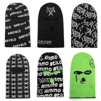 Máscara de esquí de cara completa Venta al por mayor de punto Diseño personalizado Bordado Hombres Pasamontañas Un agujero Cubierta de cara completa Máscara de esquí
