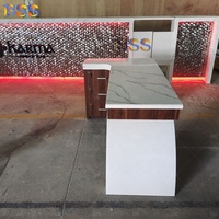 Petit bureau de direction en forme de L avec tiroirs verrouillables, bureau de direction de luxe avec plateau en marbre, table de bureau de direction
