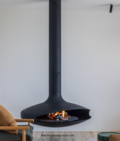 Cheminée suspendue moderne en métal PANSEE Flying Saucer 1000 mm, à bois et charbon, pour usage intérieur dans les villas, appartements, hôtels et salons