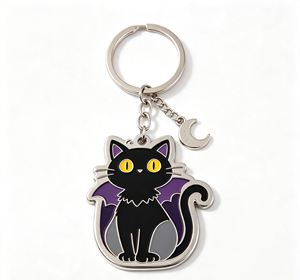 <b>Cute</b> Black Cat Metal Key Chain Enamel Cat <b>Keyring</b> Zinc Alloy Pendant for Gift and Promotion - Product Image 2
