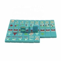 Jeu de Mahjong en Acrylique OEM ODM Personnalisé avec des Tuiles Colorées Vertes, Roses et Blanches