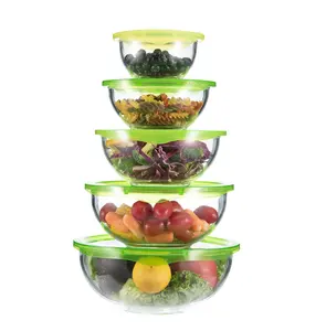 10 pcs mixing bowls set glass salad bowl table service oven safe glass salad bowl with lid