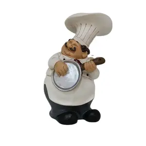 Moldes cocina Chef ornamento Kawaii resina decoración del hogar escultura Chef moderno decoración Europa con Pan estatuilla restaurante