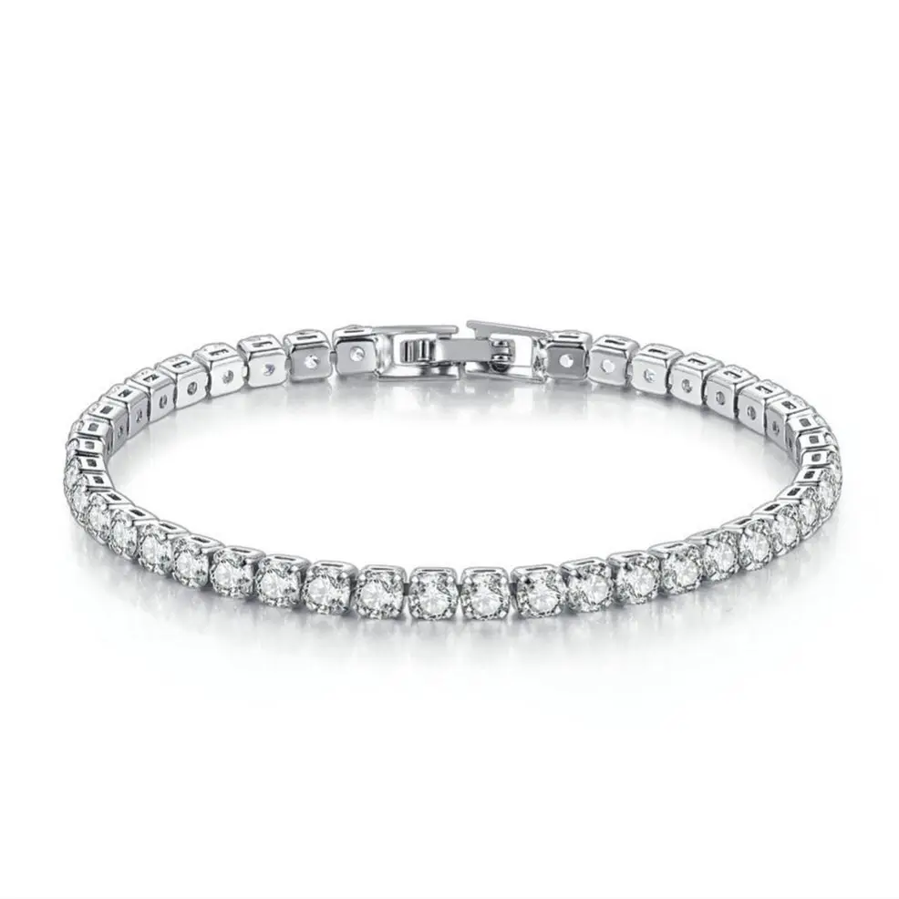 Minimaliste Or Argent Plaqué AAA + Cubique Zircon Classique Tennis Diamant Bracelets Pour Dames Femme Femmes Tennis Bracelet