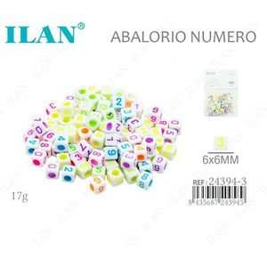ILAN Perline Acriliche Quadrate 6x6mm con Numeri Fluorescenti per Creazione di Gioielli - Product Image 1