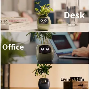 Mini pots de fleurs intelligents pour animaux de compagnie, pour une utilisation à domicile, avec plusieurs emojis, capteur intelligent, pot en plastique - Product Image 3