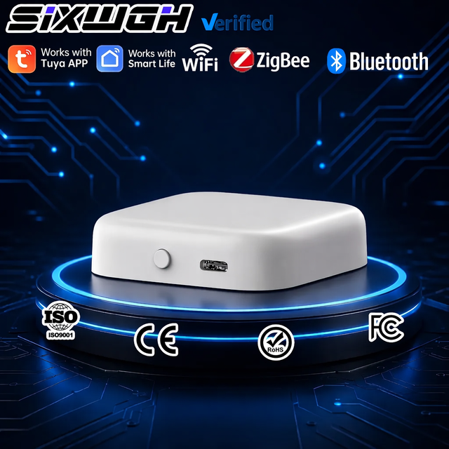SIXWGH Zigbee 3.0 Wifi Hub Smart Multi-mode Gateway Work With Tuya Smart Life App Voice Control Via Alexa Google Home
