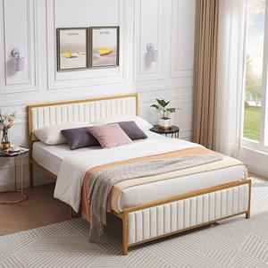 Cadre de lit en métal incurvé moderne Twin XL avec rangement, sommier pour matelas simple, idéal pour hôtels et auberges - Product Image 2
