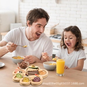 Plateau créatif en bois en forme de patte de chat, couleur bois naturel, pour servir desserts, fruits, repas d'enfants, vaisselle de fête - Product Image 3