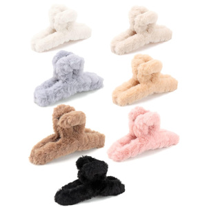 Pince à cheveux élégante en peluche de 11 cm, design raffiné, avec carte de présentation, pinces à cheveux tendance pour filles et femmes - Product Image 1