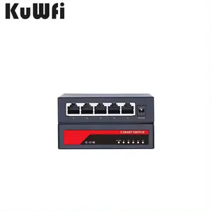 KuWFi 5 ports 1000M Commutateur réseau 100m wifi mini commutateur ethernet réseau noir pour routeur