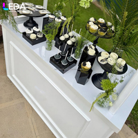 LEDA Fournitures de décoration pour événements de mariage, table à dessert carrée blanche de style simple avec chariot à bonbons en acrylique