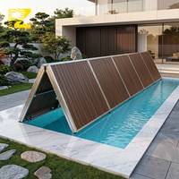 Planche de terrasse pliante en aluminium sur mesure, aspect bois 3D, noyau en aluminium imperméable, composite, pour couverture de sécurité de piscine